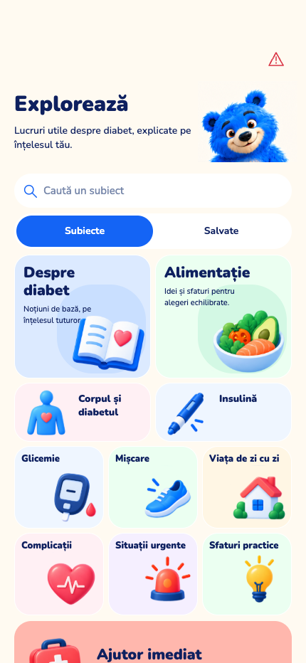 Captură DIABETO — Explorează, tema BETO